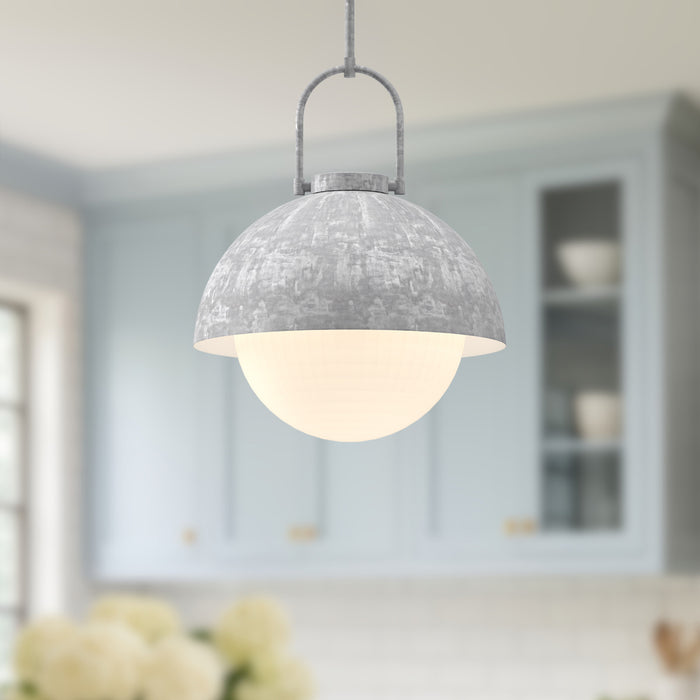 Harper One Light Pendant Steel Shade/Opal Matte Glass-Pendants-Alora-Lighting Design Store