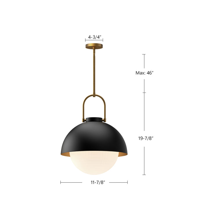 Harper One Light Pendant Matte Black/Opal Matte Glass-Pendants-Alora-Lighting Design Store
