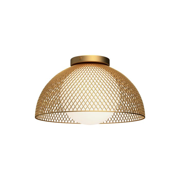 Haven One Light Flush Mount Gold/Opal Matte Glass-Flush Mounts-Alora-Lighting Design Store