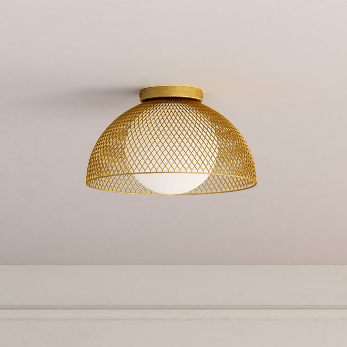 Haven One Light Flush Mount Gold/Opal Matte Glass-Flush Mounts-Alora-Lighting Design Store