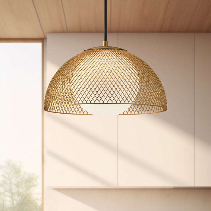 Haven One Light Pendant Gold/Opal Matte Glass-Pendants-Alora-Lighting Design Store