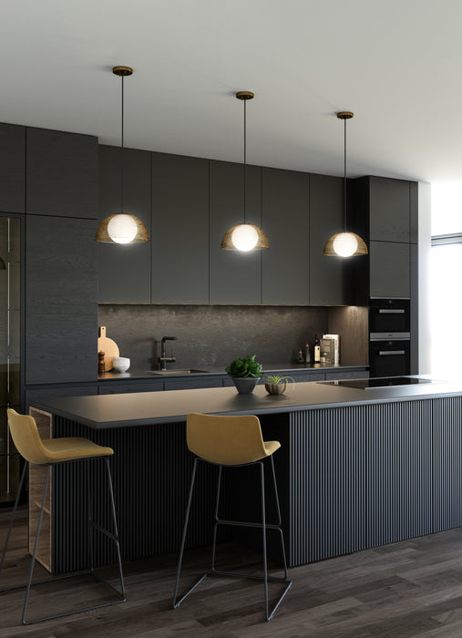 Haven One Light Pendant Gold/Opal Matte Glass-Pendants-Alora-Lighting Design Store