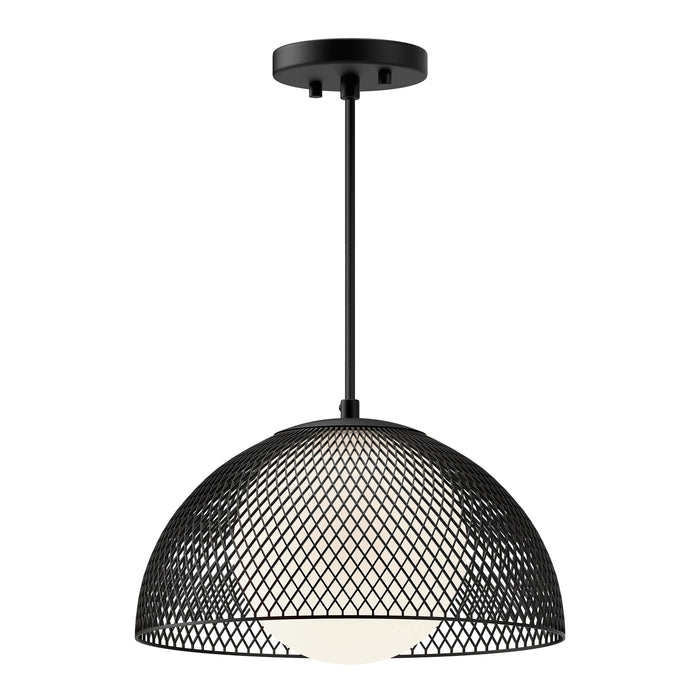 Haven One Light Pendant Matte Black/Opal Matte Glass-Pendants-Alora-Lighting Design Store