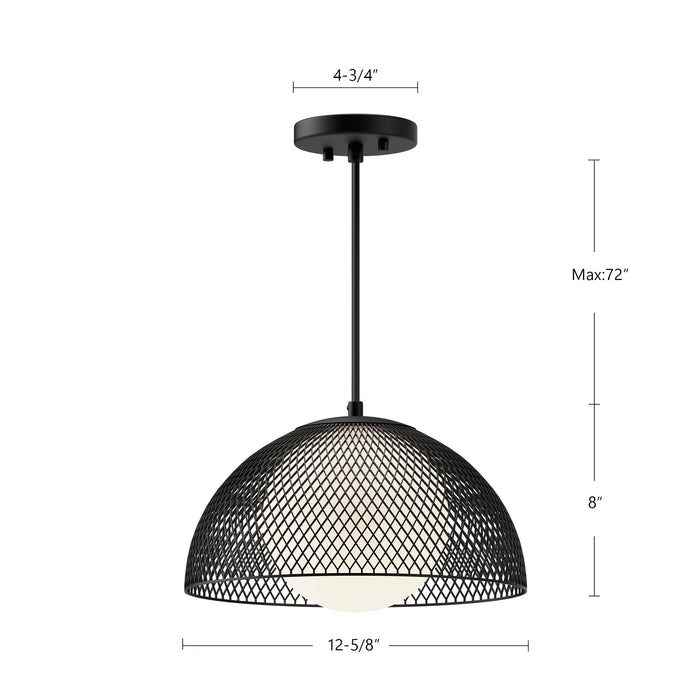 Haven One Light Pendant Matte Black/Opal Matte Glass-Pendants-Alora-Lighting Design Store