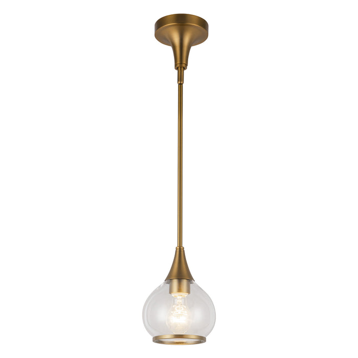 Hazel One Light Pendant Aged Gold/Clear Glass-Mini Pendants-Alora-Lighting Design Store
