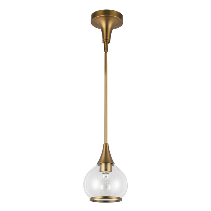 Hazel One Light Pendant Aged Gold/Clear Glass-Mini Pendants-Alora-Lighting Design Store