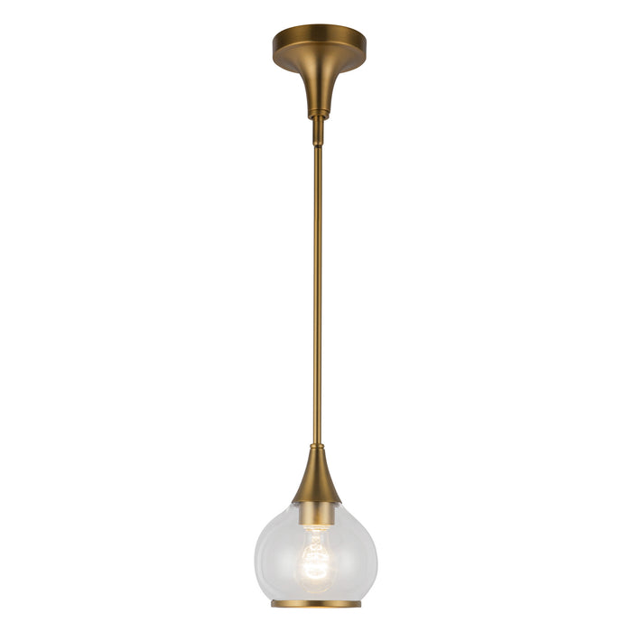 Hazel One Light Pendant Aged Gold/Clear Glass-Mini Pendants-Alora-Lighting Design Store