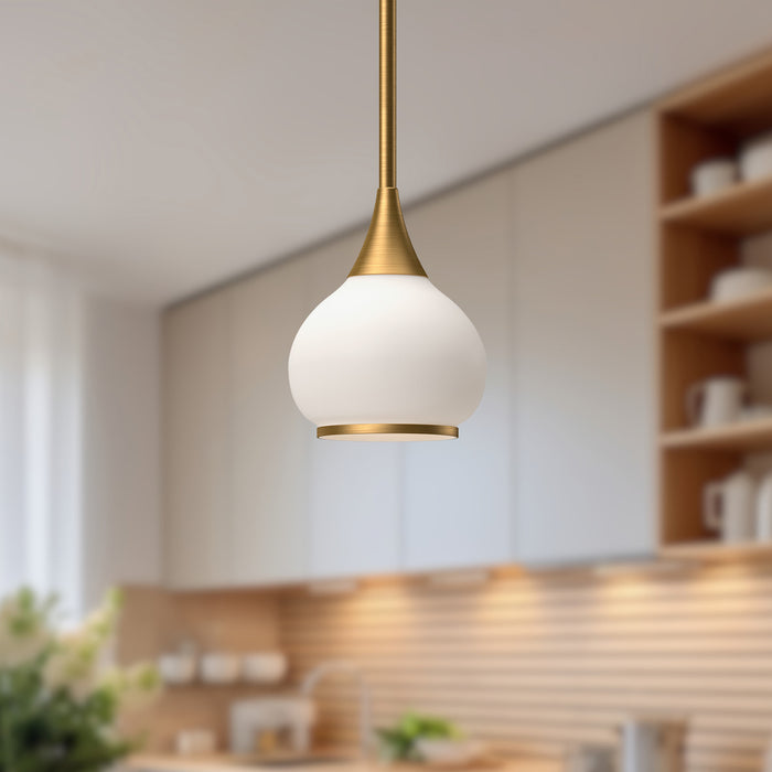 Hazel One Light Pendant Aged Gold/Opal Matte Glass-Mini Pendants-Alora-Lighting Design Store