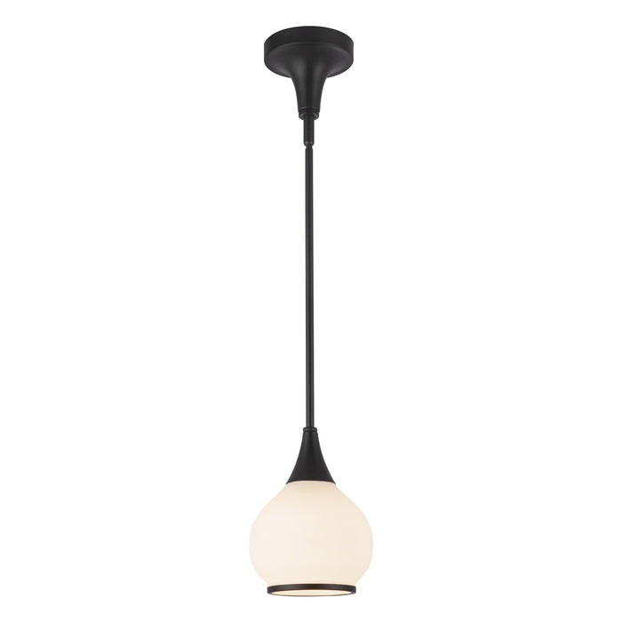 Hazel One Light Pendant Matte Black/Opal Matte Glass-Mini Pendants-Alora-Lighting Design Store