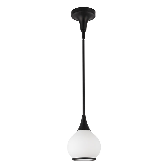 Hazel One Light Pendant Matte Black/Opal Matte Glass-Mini Pendants-Alora-Lighting Design Store