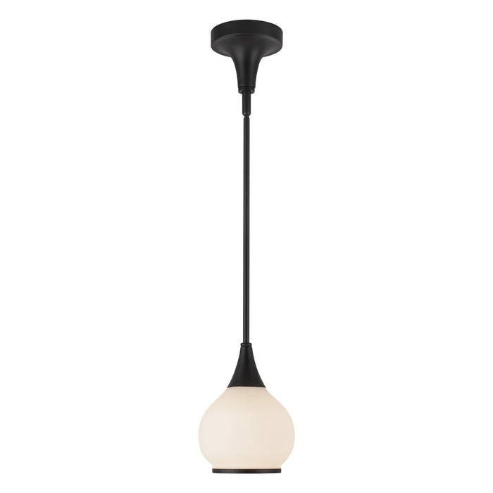 Hazel One Light Pendant Matte Black/Opal Matte Glass-Mini Pendants-Alora-Lighting Design Store