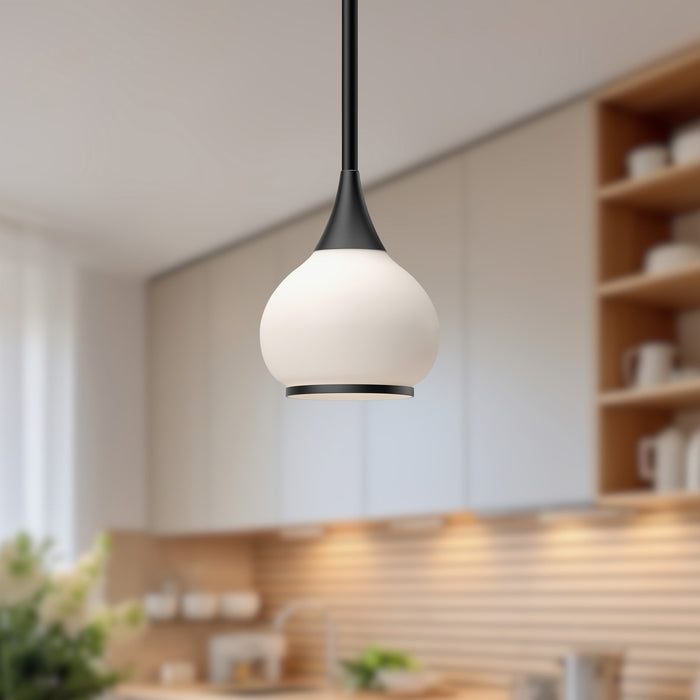 Hazel One Light Pendant Matte Black/Opal Matte Glass-Mini Pendants-Alora-Lighting Design Store