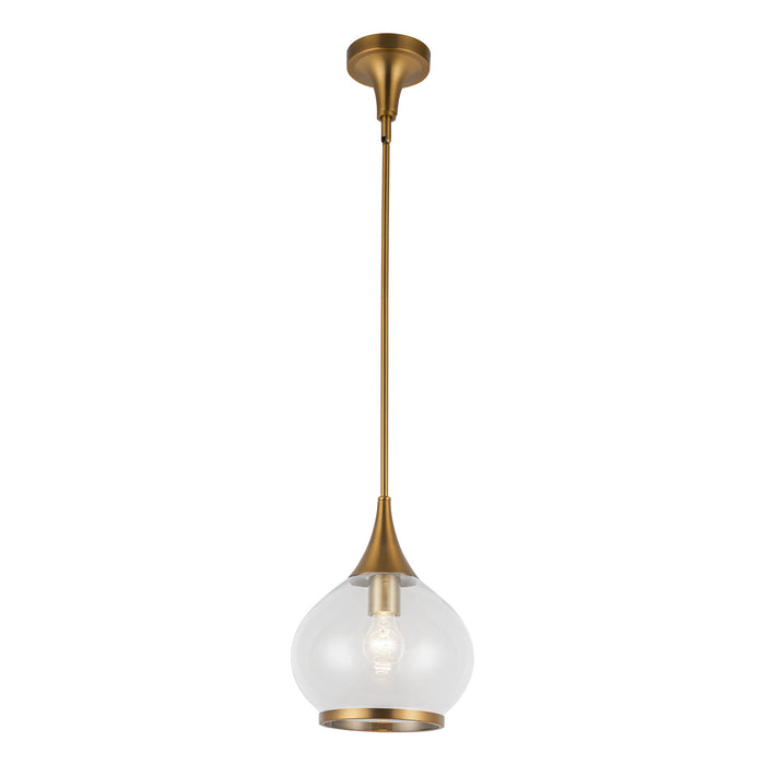 Hazel One Light Pendant Aged Gold/Clear Glass-Mini Pendants-Alora-Lighting Design Store