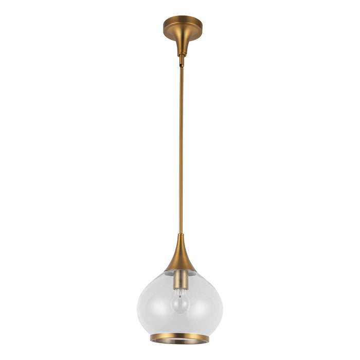 Hazel One Light Pendant Aged Gold/Clear Glass-Mini Pendants-Alora-Lighting Design Store