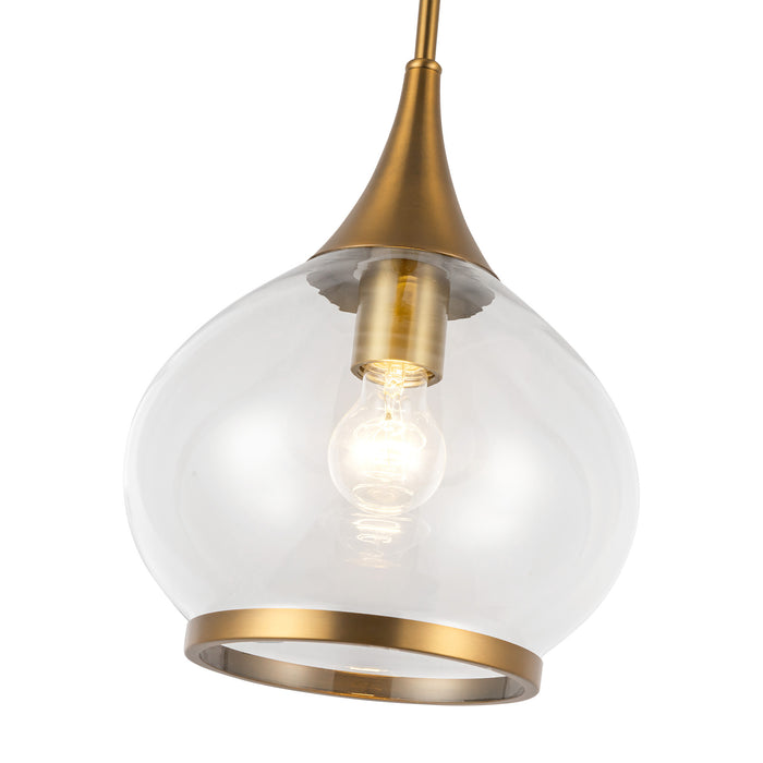Hazel One Light Pendant Aged Gold/Clear Glass-Mini Pendants-Alora-Lighting Design Store