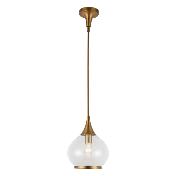 Hazel One Light Pendant Aged Gold/Clear Glass-Mini Pendants-Alora-Lighting Design Store