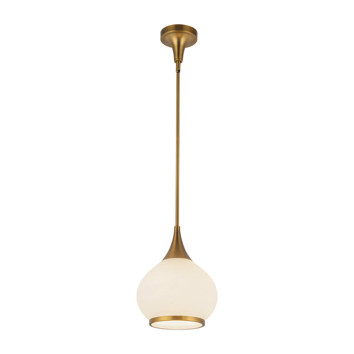Hazel One Light Pendant Aged Gold/Opal Matte Glass-Mini Pendants-Alora-Lighting Design Store