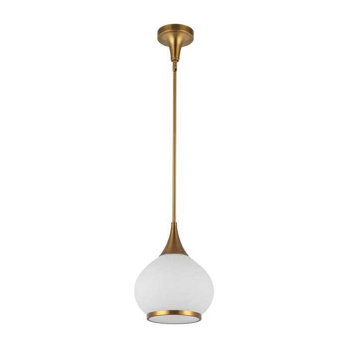 Hazel One Light Pendant Aged Gold/Opal Matte Glass-Mini Pendants-Alora-Lighting Design Store