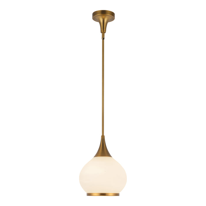 Hazel One Light Pendant Aged Gold/Opal Matte Glass-Mini Pendants-Alora-Lighting Design Store