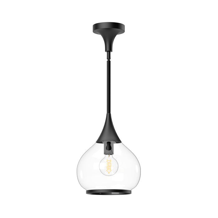Hazel One Light Pendant Clear Glass/Matte Black-Mini Pendants-Alora-Lighting Design Store