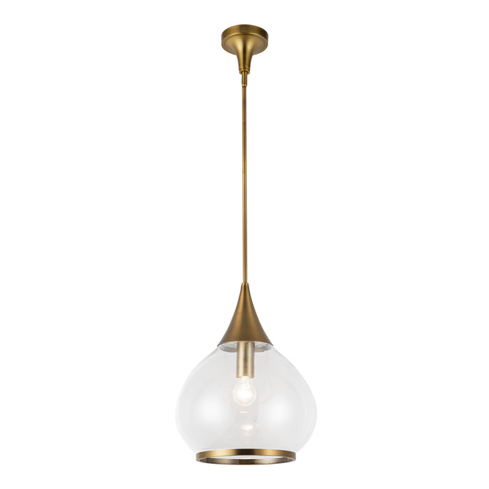 Hazel One Light Pendant Aged Gold/Clear Glass-Pendants-Alora-Lighting Design Store
