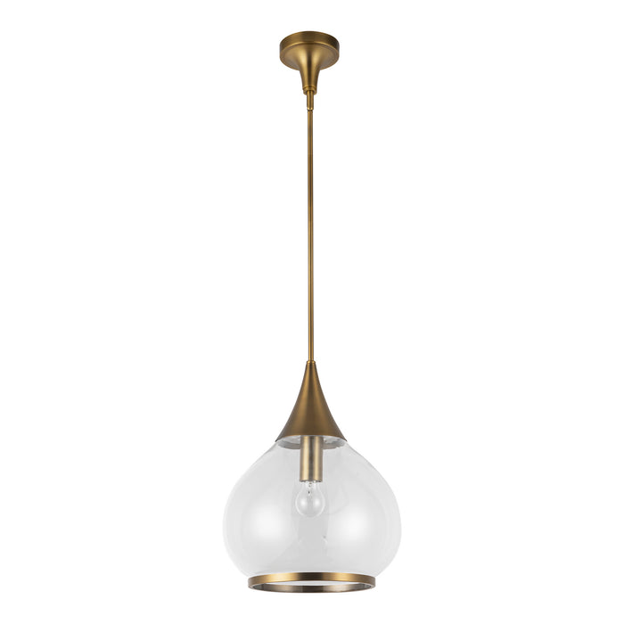 Hazel One Light Pendant Aged Gold/Clear Glass-Pendants-Alora-Lighting Design Store