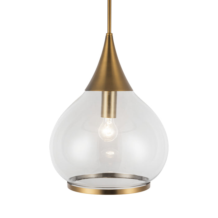 Hazel One Light Pendant Aged Gold/Clear Glass-Pendants-Alora-Lighting Design Store
