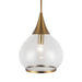 Hazel One Light Pendant Aged Gold/Clear Glass-Pendants-Alora-Lighting Design Store