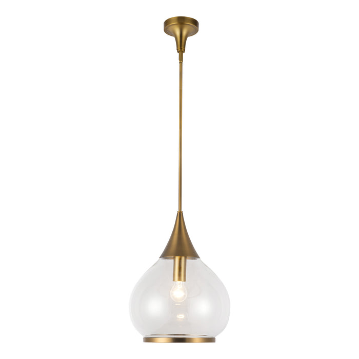 Hazel One Light Pendant Aged Gold/Clear Glass-Pendants-Alora-Lighting Design Store