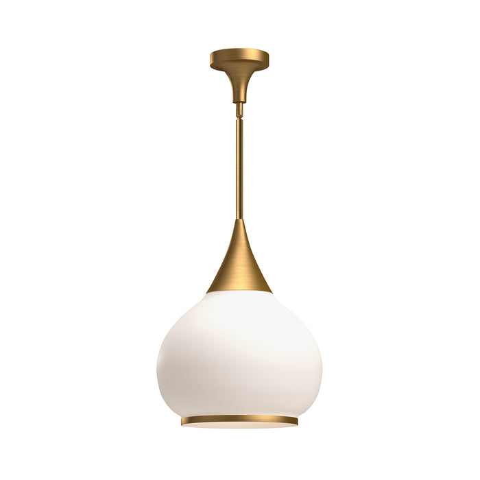 Hazel One Light Pendant Aged Gold/Opal Matte Glass-Pendants-Alora-Lighting Design Store