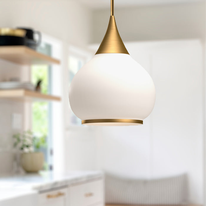 Hazel One Light Pendant Aged Gold/Opal Matte Glass-Pendants-Alora-Lighting Design Store