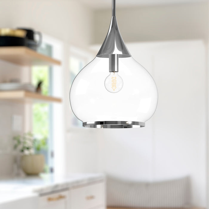 Hazel One Light Pendant Chrome/Clear Glass-Pendants-Alora-Lighting Design Store