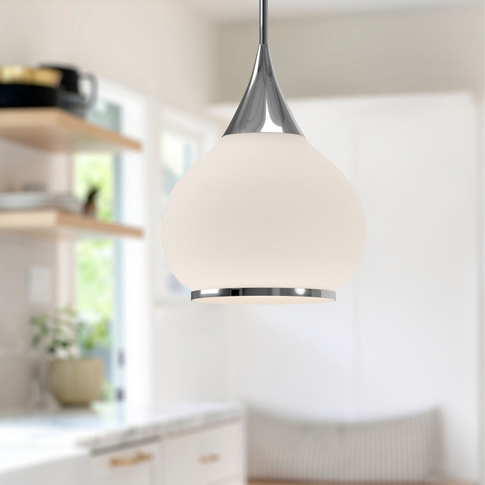 Hazel One Light Pendant Chrome/Opal Matte Glass-Pendants-Alora-Lighting Design Store