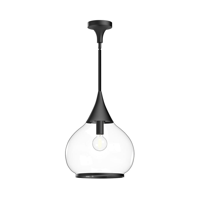 Hazel One Light Pendant Clear Glass/Matte Black-Pendants-Alora-Lighting Design Store