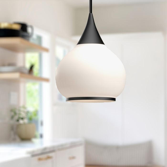 Hazel One Light Pendant Matte Black/Opal Matte Glass-Pendants-Alora-Lighting Design Store