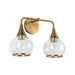 Hazel Two Light Bathroom Fixtures Aged Gold/Clear Glass-Bathroom Fixtures-Alora-Lighting Design Store