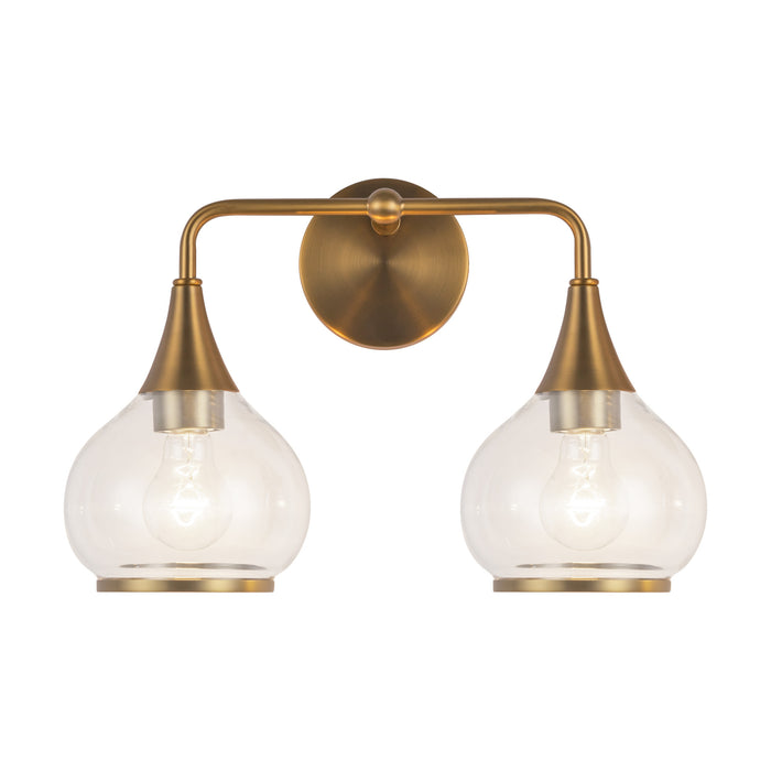Hazel Two Light Bathroom Fixtures Aged Gold/Clear Glass-Bathroom Fixtures-Alora-Lighting Design Store