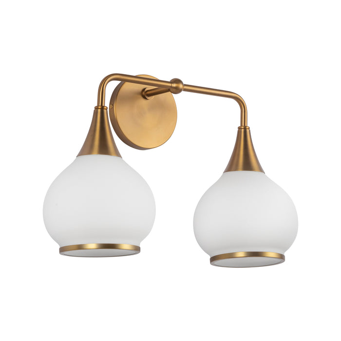 Hazel Two Light Bathroom Fixtures Aged Gold/Opal Matte Glass-Bathroom Fixtures-Alora-Lighting Design Store