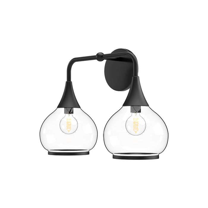 Hazel Two Light Bathroom Fixtures Clear Glass/Matte Black-Bathroom Fixtures-Alora-Lighting Design Store