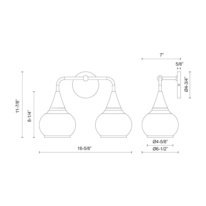 Hazel Two Light Bathroom Fixtures Chrome/Clear Glass-Bathroom Fixtures-Alora-Lighting Design Store