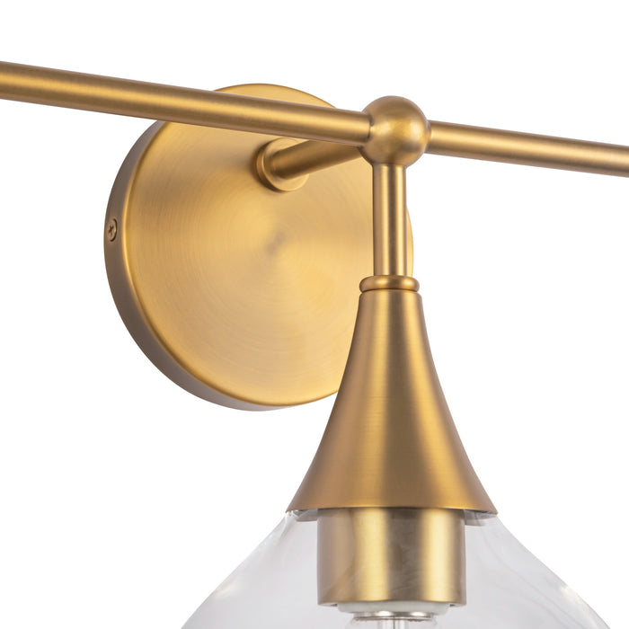 Hazel Three Light Bathroom Fixtures Aged Gold/Clear Glass-Bathroom Fixtures-Alora-Lighting Design Store