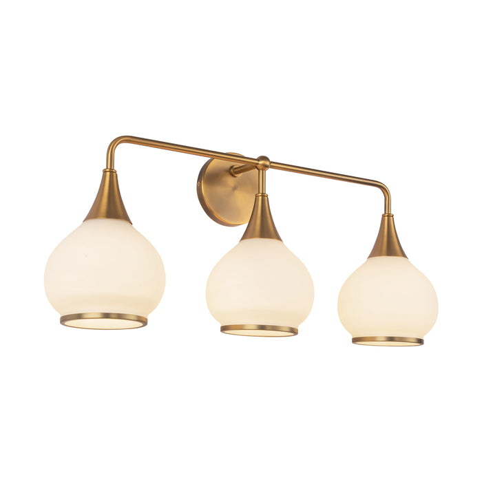 Hazel Three Light Bathroom Fixtures Aged Gold/Opal Matte Glass-Bathroom Fixtures-Alora-Lighting Design Store