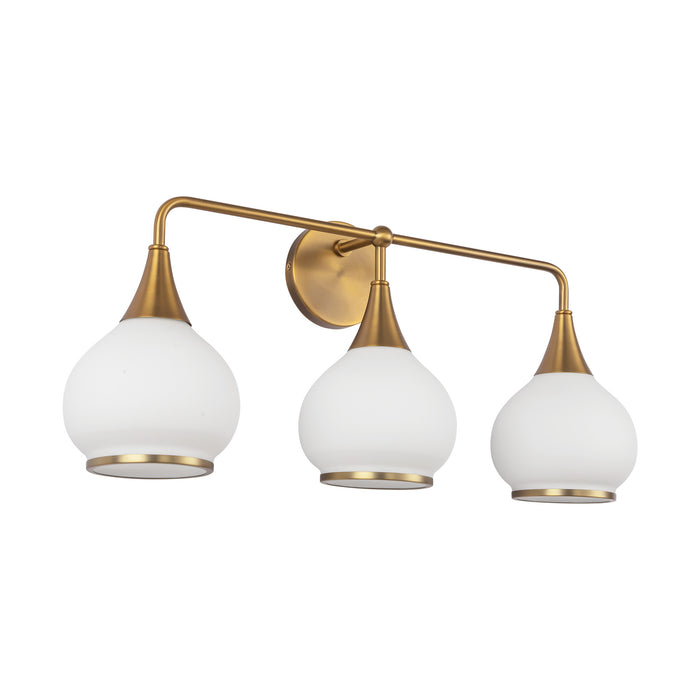 Hazel Three Light Bathroom Fixtures Aged Gold/Opal Matte Glass-Bathroom Fixtures-Alora-Lighting Design Store