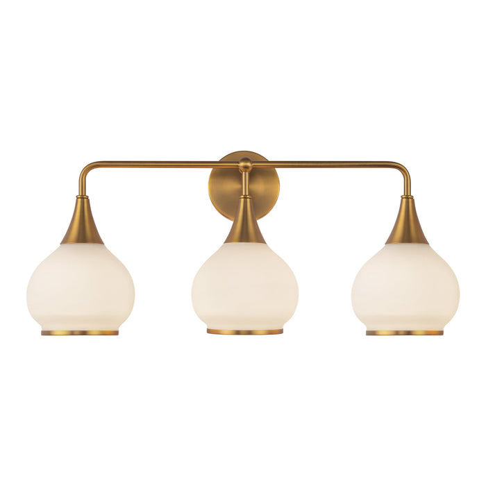 Hazel Three Light Bathroom Fixtures Aged Gold/Opal Matte Glass-Bathroom Fixtures-Alora-Lighting Design Store