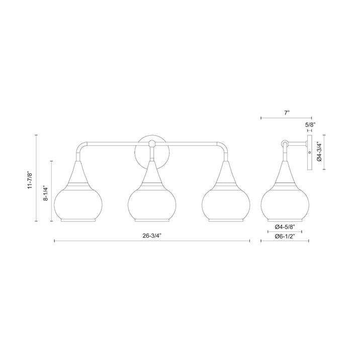 Hazel Three Light Bathroom Fixtures Clear Glass/Matte Black-Bathroom Fixtures-Alora-Lighting Design Store