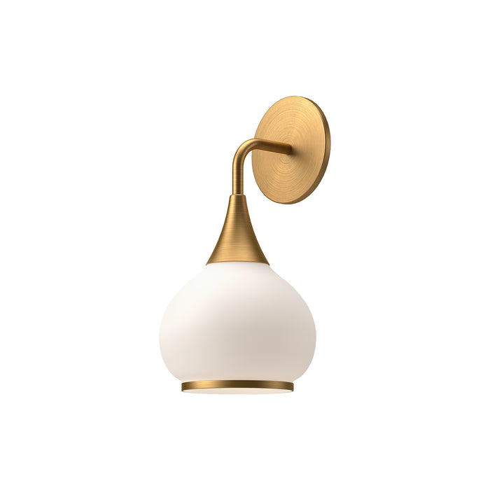 Hazel One Light Vanity Aged Gold/Opal Matte Glass-Sconces-Alora-Lighting Design Store