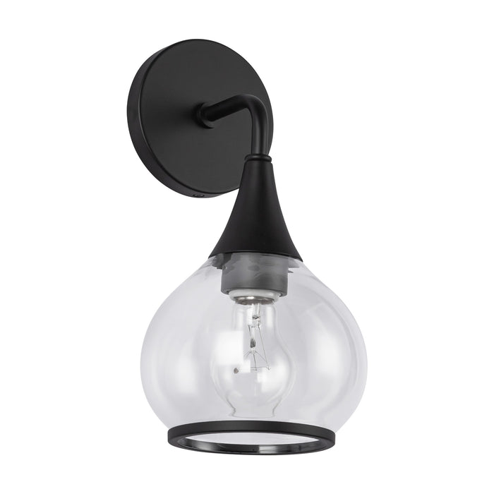 Hazel One Light Vanity Clear Glass/Matte Black-Sconces-Alora-Lighting Design Store