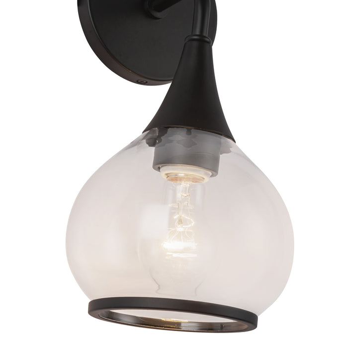 Hazel One Light Vanity Clear Glass/Matte Black-Sconces-Alora-Lighting Design Store