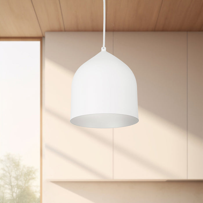 Helena One Light Pendant White/Silver-Mini Pendants-Kuzco Lighting-Lighting Design Store