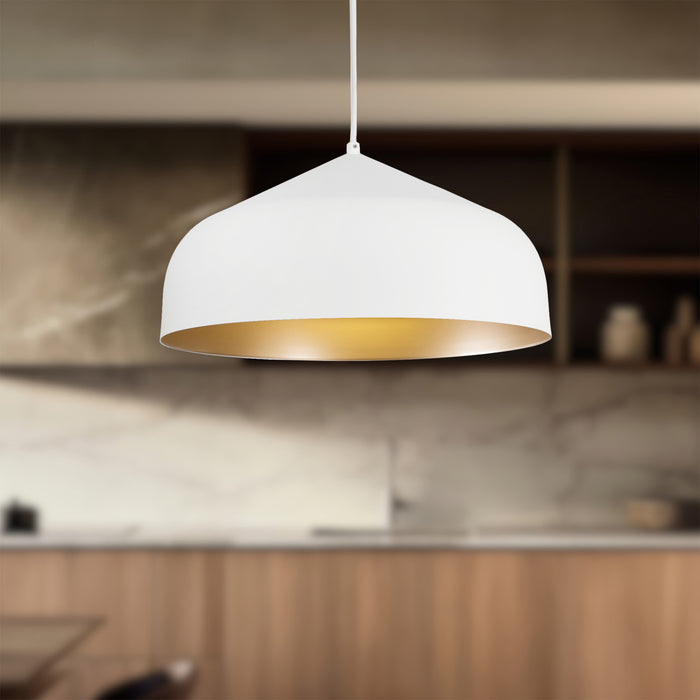 Helena One Light Pendant White/Gold-Pendants-Kuzco Lighting-Lighting Design Store